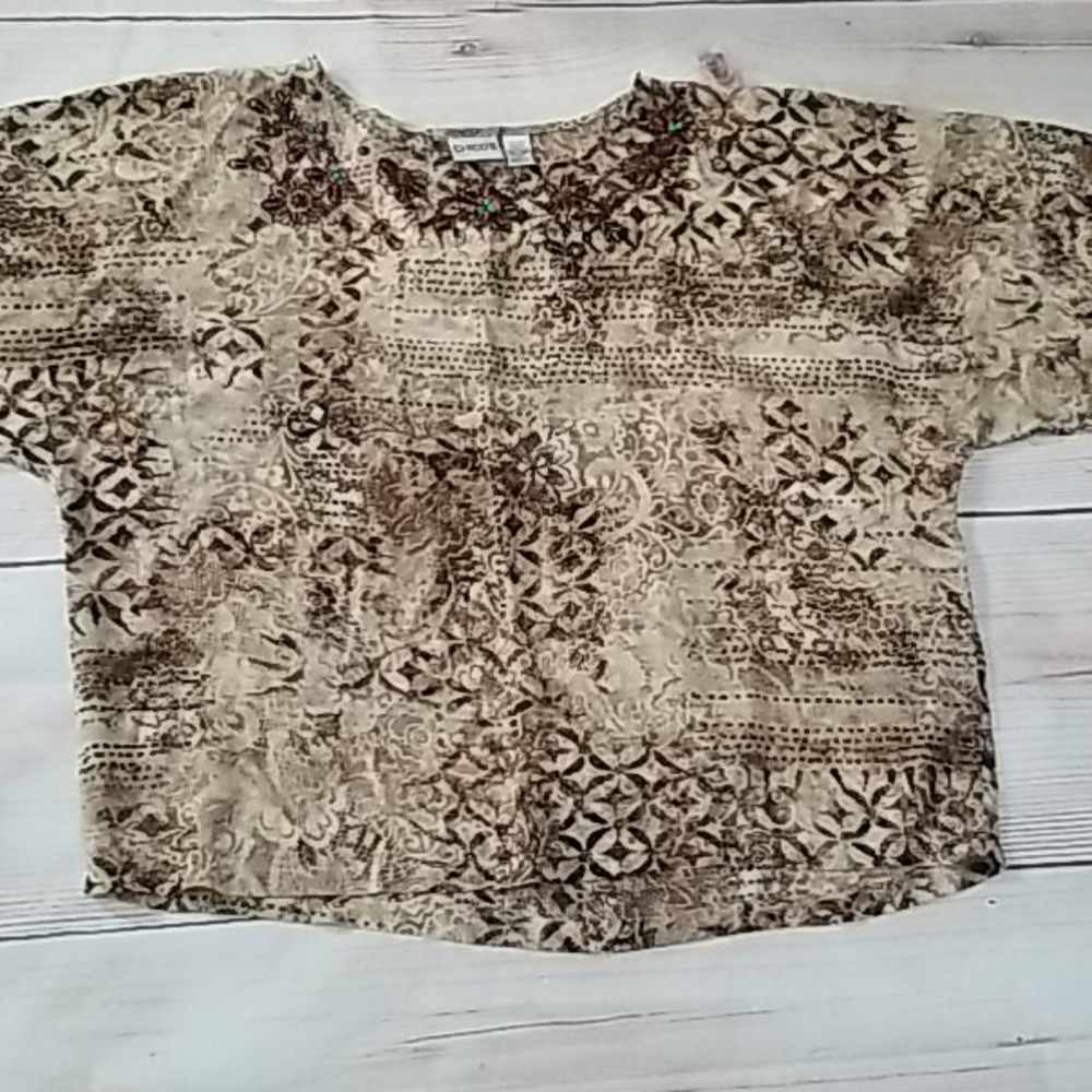 Chico’s Woman Top 100% Silk Sz 2 - Picture 11 of 13
